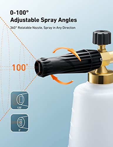 AstroAI Foam Cannon, Heavy Duty Car Foam Sprayer, Wide Metal Neck, Adjustable Thick Snow Foam Lance for Pressure Washer with 1/4" Quick Connector, Ideal for Various Cleaning Tasks, 1.5L Bottle - style: 1.5 L Bottle, Without Nozzles