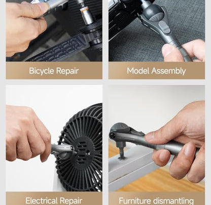 Upgraded Magnetic Screwdriver Set, 40-in-1 DIY Ratchet Screwdriver Kit with Ball-Joint Handle, S2 Bits, CR-V Sockets & Portable Precision Repair Tool Kit for for Home, Bike, PC, Appliance Repair