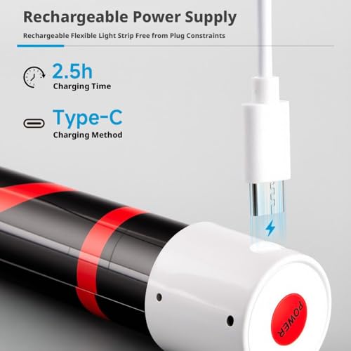 28.7'' Bendable Led Flashlight Stick - 800 Lumens Flexible Led Work Light Rechargeable, with 360° Flexible Neck, 3 Light Modes, Waterproof for Car Repairs, Inspections in Tight Spaces