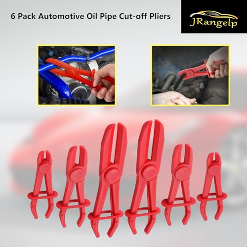 6 Pack Automotive Oil Pipe Cut-off Pliers, 255 mm/185 mm/155 mm Three Sizes with 0-65 mm Opening Range Hose Pinch Off Pliers Set for for Fuel, Coolant & Brake Lines