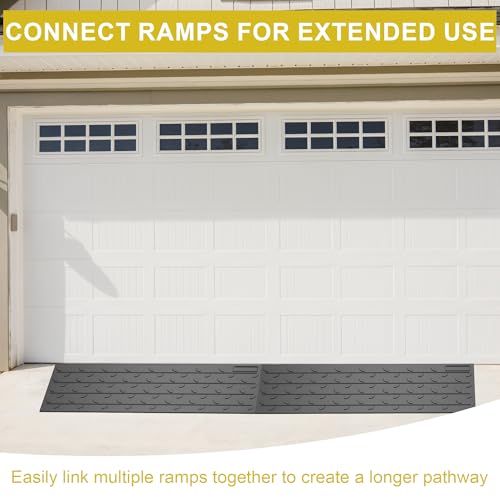 OrangeStar 2 Pack 1.5" Rise Rubber Threshold Ramp | Heavy Duty Wheelchair & Scooter Ramp with Cord Channel, Non-Slip Angled Entry for Doorways, Steps & Garage (36" Length) - size: 1.5in-2Pack