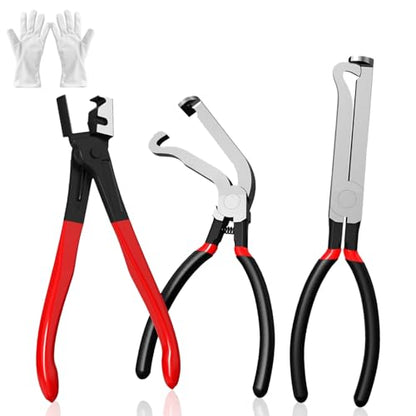 Electrical Disconnect Pliers for Cars: 3 Pieces Rapid Disconnector Pliers Set - Automotive Connector And Fuel Line Clip Remover Tools for Cars, Trucks Repair with Rapid Disconnector and 2 Pair Golves