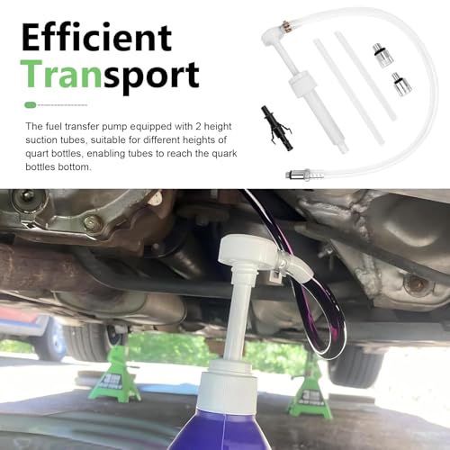 Transmission Fluid Pump Kit, Portable Durable Manual Oil Transfer Pumps with 3/8" Swivel & 8mm 10mm Adapters, 8cc Per Stroke, Universal for Cars SUVs Trucks (White)