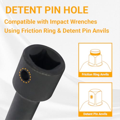 Lug Nut Socket Set, 5pc 1/2" Drive Impact Flip Socket Set with Metric 17 19 21 22 mm & SAE 3/4 13/16 7/8 15/16 in. Sockets, Double Ended Thin Wall Nut Sockets with 3" Extension Bar - size: Flip, 17 19 21 22 mm & 3/4 13/16 7/8 15/16 in.