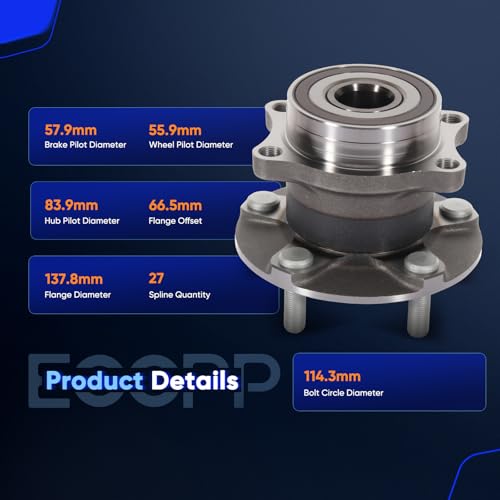 ECCPP 2-Piece 512536 Wheel Hub Bearing for Subaru Outback 2015-2021 | for Subaru Legacy 2015-2021 5 lugs w/ABS Sensor Pre-Greased Sealed - size: 512536*2