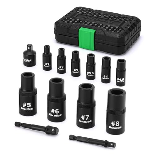 TecoTek 13PCS Magnetic Tap Socket Set, 1/4" & 3/8" Drive Square Drive Tap Handle Tool, Square Socket Set for Fractional MCTI Standard Tap Thru 1/2" & 1/8" NPT Taps - size: Standard Magnetic Tap Socket