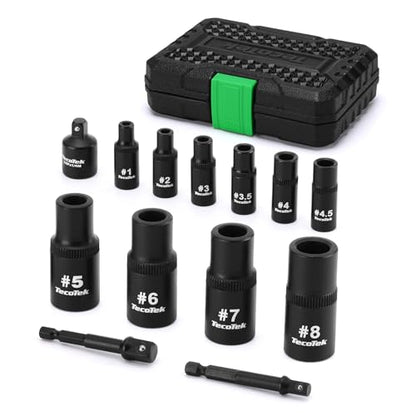 TecoTek 13PCS Magnetic Tap Socket Set, 1/4" & 3/8" Drive Square Drive Tap Handle Tool, Square Socket Set for Fractional MCTI Standard Tap Thru 1/2" & 1/8" NPT Taps - size: Standard Magnetic Tap Socket