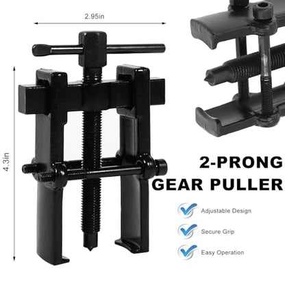 4" 2-Jaw Gear Puller, Adjustable Carbon Steel Bearing Gears Puller Flywheel Removal Tool, Two Claws Hand Pump Pulleys Remover for Auto Bearings Gears Flywheels (Black) - color: Black