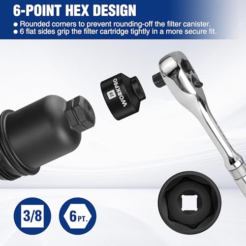 WORKPRO 28mm Oil Filter Socket Wrench, Oil Filter Removal Tool, Oil Filter Change Set, Ideal for Some Dodge Ram 6.7L Cummins Oil/Fuel Filter Canister - style: 28mm