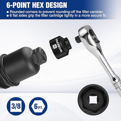 WORKPRO 28mm Oil Filter Socket Wrench, Oil Filter Removal Tool, Oil Filter Change Set, Ideal for Some Dodge Ram 6.7L Cummins Oil/Fuel Filter Canister - style: 28mm