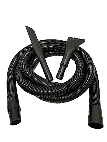 Wet/Dry Vacuum Hose Cleaning Kit, 15' Long Crushproof Hose Fits 2-1/4" Inside Diameter Inlet Port, Includes Professional Detailing Crevice Tool and Nozzle Attachments, Black - color: Black