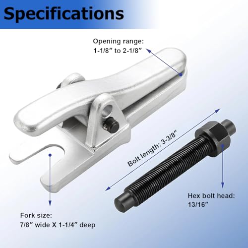 Bittwee Car Ball Joint Separator, 1-1/8" to 2-1/8" Automotive Remover Tool for Separating Ball Joints, Adjustable Vehicle Arms Tie Rod End Removal Extractor, Universal for RVs, SUVs, Trucks