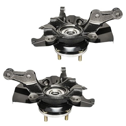 Detroit Axle - 4pc Steering Knuckles Kit for 06-11 Hyundai Accent [4-Wheel ABS], 2 Front Steering Knuckles & Wheel Bearing Hubs 2 Rear Wheel Bearing and Hubs 2006 2007 2008 2009 2010 2011 Replacement - size: 4UW48689/Kit