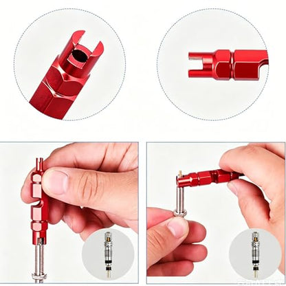 Valve Core Remover Tool Kit Bike and Car Repair Kit With Brass Replacement Presta Schrader Valve Core