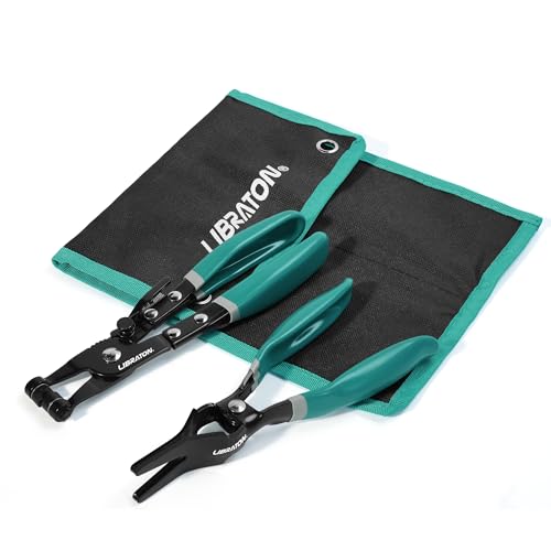 LIBRATON 2PCS Hose Clamp Pliers Set, Hose Clamp Tool, Hose Removal Pliers | for Fuel Oil Water Pipe, Swivel Hose Clamp Tool for Removal and Installation with Storage Pouch - size: hose clamp pliers+hose remover pliers