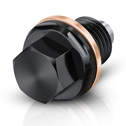 Oil Drain Plug M12 x 1.5 Magnetic Oil Pan Drain Plug T6 Aviation Aluminum with Crush Washer Gaskets Compatible with BMW, Benz - size: M12 x 1.5 Plug