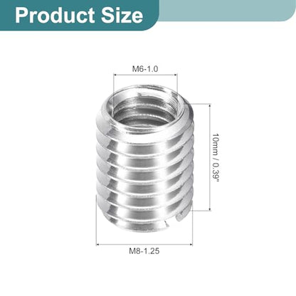 uxcell 10Pcs Threaded Inserts, M6-1x10 & M8-1.25x10 Stainless Steel 303 Screw Thread Sleeves Thread Repair Insert for Mechanical Equipment - size: M6-1x10 & M8-1.25x10mm