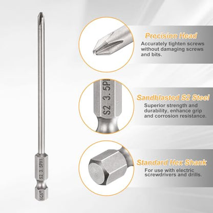 HARFINGTON 4pcs #1 Phillips Screwdriver Bit PH1 1/4" Hex Shank 4" (100mm) Long 0.14" Rod Magnetic Cross Head Drill Bits S2 Steel Industrial Screw Driver for Electric Power Tools, Gray - size: PH1 x 4" x 0.14"