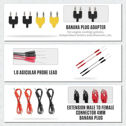 BELEY 104PCS Automotive Test Lead Kit Electrical Breakout Multimeter Test Leads Kit with Multimeter Leads, Alligator Clips, Pin Probes, Banana Plugs