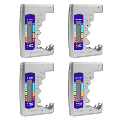 UMLIFE 4PACK BT-886 Battery Tester Checker BatteryTester for Battery C D 9V AA AAA 1.5V -Sliver - color: 4PCS BT-886 Sliver