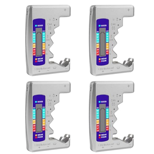 UMLIFE 4PACK BT-886 Battery Tester Checker BatteryTester for Battery C D 9V AA AAA 1.5V -Sliver - color: 4PCS BT-886 Sliver