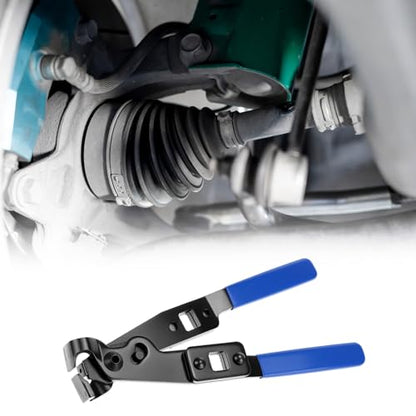 QWORK CV Axle Boot Clamp Pliers with 1/2 Inch Torque Wrench, Ear Type Clamp Crimping and Removal Tool, Heavy Duty Carbon Steel CV Joint Boot Banding Tool