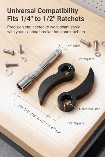 CV Axle Removal Tool, 1/4" to 1/2" Automotive CV Axle Removal Tool, Chrome Vanadium Steel Half Shaft Crowbar Adapter, Car Half Shaft Repair Tools with 5" Extension Bar for Tight Spaces