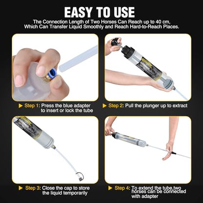 GOOACC Oil Extractor Pump, 500CC Fluid Extractor Automotive Manual Fuel Suction & Filler Pump with Extension Hose Syringe Vacuum Pump, Brake Fluid Extractor for Oil Change Extraction Transfer (500ml) - size: 500CC Manual