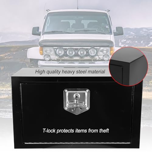 Steel Underbody Truck Tool Box,Storage Organizer Toolbox with T-Handle Lock | Waterproof Tongue Box for Storage with Smooth Surface for Truck, Pickup, RV, Trailer - Black, 24" x 12" x 14" Inch - size: 24" x 12" x 14"