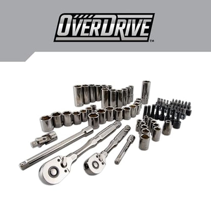 CRAFTSMAN OVERDRIVE 80-Piece Gunmetal Chrome Mechanics Tool Set, Standard SAE/Metric Socket Set, with Hard Case (CMMT99080L)