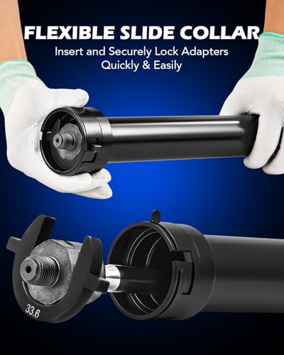 Orion Motor Tech Inner Tie Rod Removal Tool Kit, Inner Tie Rod Tool for Tie Rod Removal and Installation, Master Inner Tie Rod Tool Set with 12 Crowfoot Adapters 1/2 Inch Drive Tube and Tool Case (BK) | Master Inner Tie Rod Tool Set with 12 Crowfoot Adapt