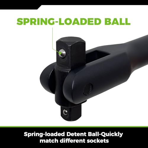 16in Dual Drive Breaker Bar 3/8 & 1/2 Swivel Head Cr-V Steel Black Coat | Spring detent ball, 360° rotating head, loosens rusted vehicle bolts, suitable for daily auto maintenance work - size: 16" Dual Drive