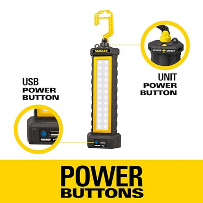 STANLEY BB24PS 650 Lumen Rechargeable LED Bar Light - w/USB Cord,Power in/Power Out Capability - style: 650 Lumen