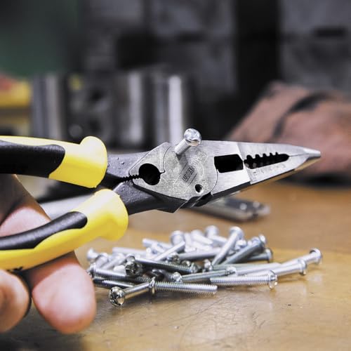 Klein Tools J207-8CR Needle Nose Pliers, Made in USA, All-Purpose Linesman Pliers for Crimping, Looping, Cutting, Stripping, Crimping, Shearing - style: Crimper