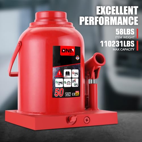 DNA Motoring 50 Tons / 110231 lbs Lifting Automotive Welded Hydraulic Bottle Jack for Repair Vehicle, Pickup, Truck, w/Manual Handle, Red,TOOLS-00365 - color: red, style: 50 ton