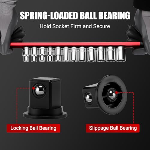 EMENTOL 4-Piece Magnetic Socket Organizer Kit, 1/4'' 3/8'' 1/2'' Drive | Heavy Duty Socket Holder & 1/4'' Drill Bit Organizer, Aluminum Alloy Storage for Tools - size: 4-Piece Set
