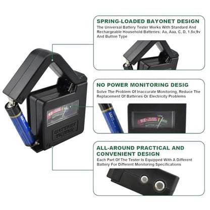 1Pc BT-860 Universal Small Battery Volt Tester Checke | High Accuracy Portable Digital Battery Capacity Monitor for AA AAA C D 9V 1.5V Batteries