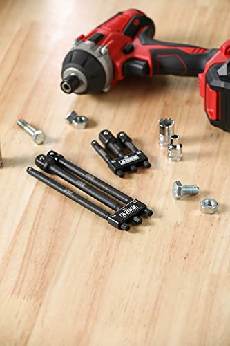 ARES 22025 – 6-Piece 3-Inch and 6-Inch Impact Grade Socket Adapter Set - Turns Impact Drill Driver into High Speed Socket Driver - 1/4-Inch, 3/8-Inch, and 1/2-Inch Drive with Storage Holder - size: 3-Inch and 6-Inch Socket Adapter with Holder