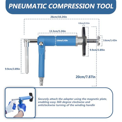 Pneumatic Brake Caliper Compression Tool, 24PCS Air Disc Brake Piston Compression Tool Kit, Rewind Spreader Air Tool Set for Cars Trucks