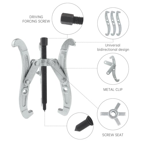 ChgImposs 8 Inch 3-Jaw Gear Puller, 2 Jaw 3 Jaw Puller for Pulley Gears Bearings and Flywheels, Heavy Duty Pulley Puller with Reversible Jaws, High Carbon Steel Removal Tool Bearing Puller Tool - size: 8 Inch