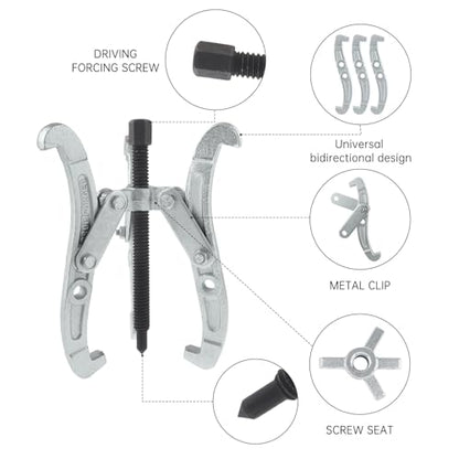 ChgImposs 8 Inch 3-Jaw Gear Puller, 2 Jaw 3 Jaw Puller for Pulley Gears Bearings and Flywheels, Heavy Duty Pulley Puller with Reversible Jaws, High Carbon Steel Removal Tool Bearing Puller Tool - size: 8 Inch