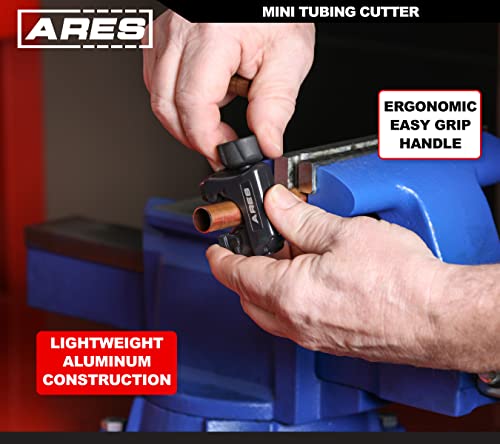 ARES 18008 - Mini Pipe Cutter - Cuts 1/8-Inch to 1 1/8-Inch Copper, Aluminum and Brass Tubing - Lightweight Aluminum Body with Easy Grip Knob - Compact Size Suitable for On- and Off-Vehicle Use - size: 1/8-inch to 1 1/8-inch