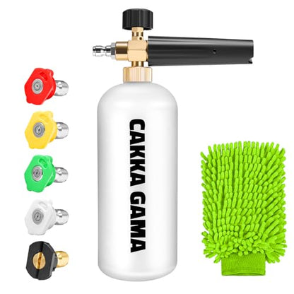 Foam Cannon for Pressure Washer, Industrial Car Wash Foam Sprayer with 1/4 Inch Quick Connector, Adjustable Soap Cannon with 5 Pressure Washer Nozzle Tips for Car Detailing, 1 Liter - size: Three-Piece Set