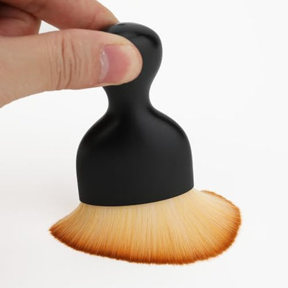 Car Detailing Brush, Soft Bristle Cleaning Brush, Scratch-Free Auto Duster Tool for Dashboard, Air Vents, Leather & Interior Cleaning (Black&Brown with Cap) - color: Black&brown With Cap