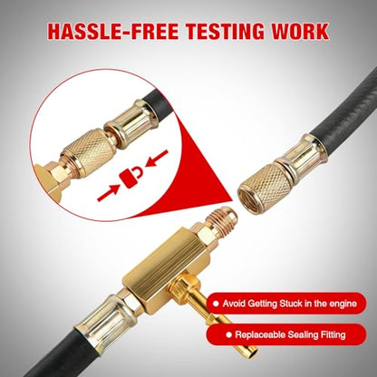 GOOACC Fuel Pressure Test Kit, Automotive Fuel Injection Pressure Gauge Tester 0-100PSI with 1/4 5/16 3/8 Quick Connect Adapters for Gasoline EFI Engines