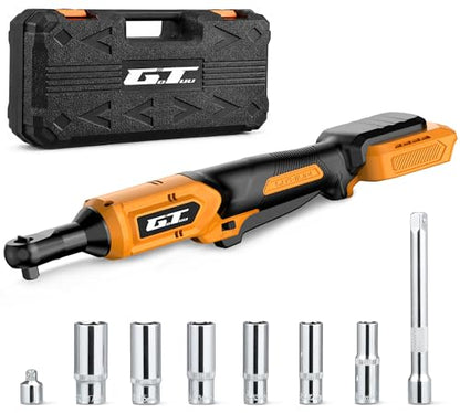 3/8" Cordless Ratchet Wrench for DEWALT 20V MAX Battery, 60Ft-Lbs Power Brushless Electric Ratchet Tool Kit Variable Speed with 8 Sockets, 1/4" Adapters, 6" Extension Bar & Tool Case (Tool ONLY)