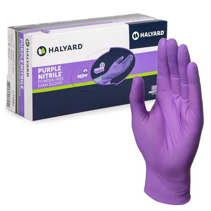 HALYARD Purple Nitrile Dental Patient Exam Gloves, Non-Sterile, 5.9 mil, 9.5 Inches, Purple, Medium, 53432 (Box of 100) - size: Medium