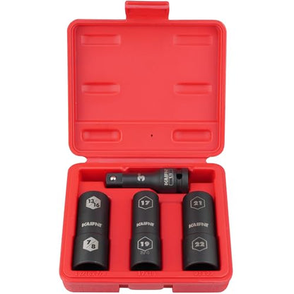 K232 Extra Thin Wall Impact Flip Socket Set, Lug Nut Sockets, 1/2-Inch Drive, 4-Piece - size: Regular sizes