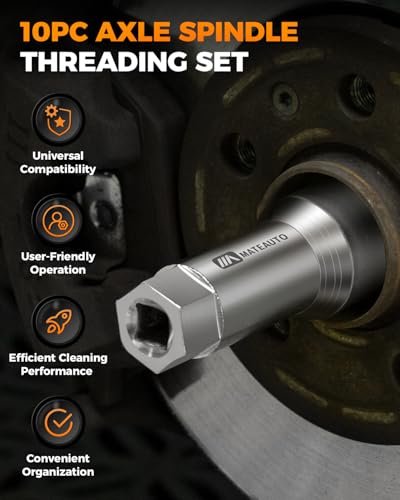 10 Piece Axle Spindle Rethreading Tool Kit | Axle Rethread Repair Kit, 8 Dies (M20 M22 M24 & 3/4" 13/16" UNEF), Extension Bar Axle Spindle Thread Chaser Set - color: 10-Piece