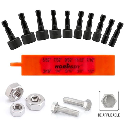 HORUSDY 22-Piece Power Nut Driver Set for Impact Drill, SAE and Metric, 1/4” Nut Driver Hex Keys, Hex Head Drill Bit Set - style: 22-Piece Power Nut Driver Set